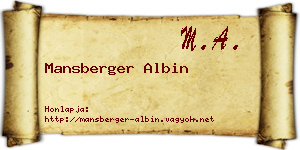 Mansberger Albin névjegykártya